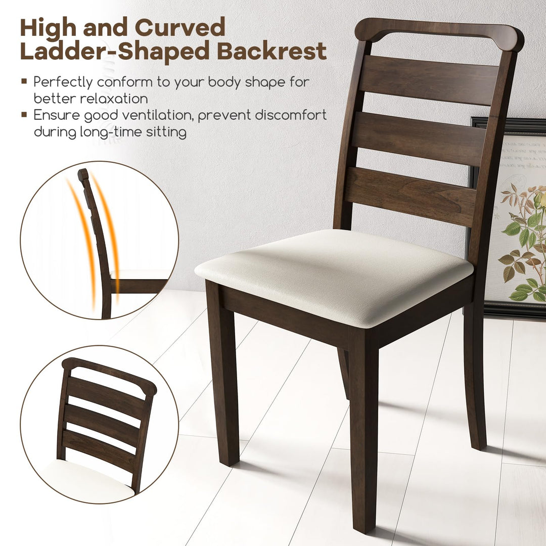 Giantex Wooden Dining Chairs Set of 2/4, Upholstered Kitchen Chairs w/Rubber Wood Frame, Padded Seat