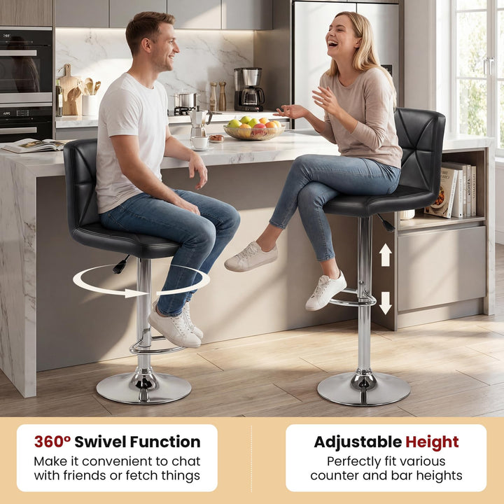 Giantex Modern Faux Leather Upholstered Counter Height Barstools Set of 2/4