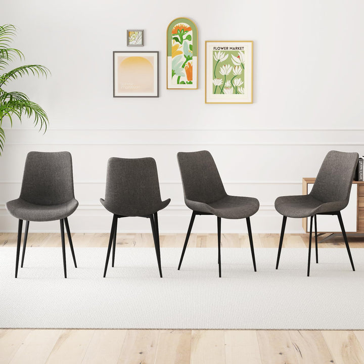 Giantex Dining Chair Set of 4 Upholstered Kitchen Side Chairs w/Metal Legs Padded Seats & Backs
