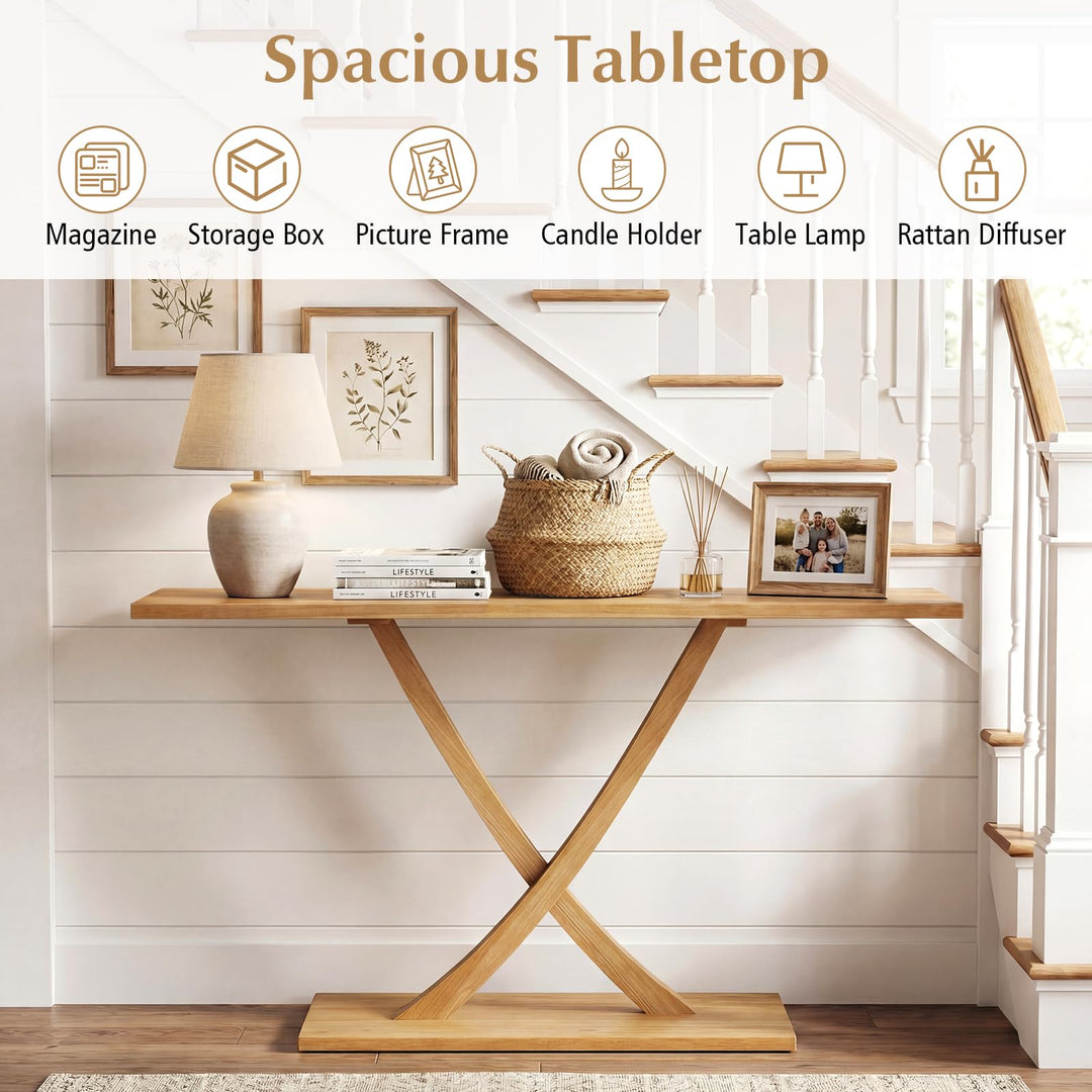 Giantex 57" Solid Wood Console Table Narrow Long Entryway Table