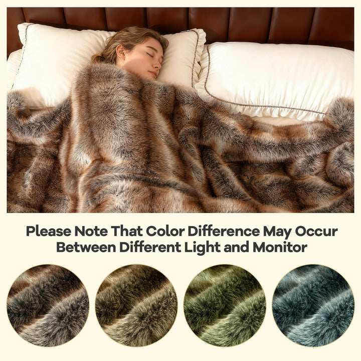Giantex 780GSM Soft Plush Fuzzy Luxury Faux Fox Fur Blanket for Sofa