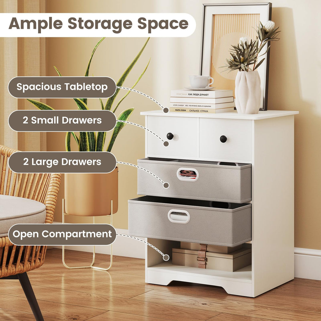 Giantex Nightstand with 4 Storage Drawers