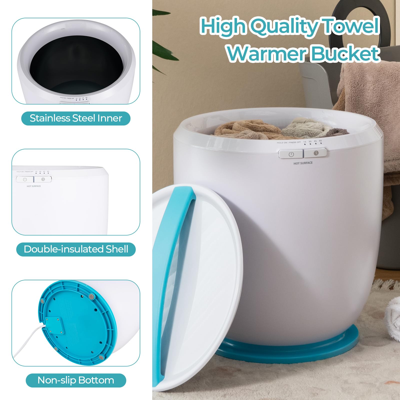 Giantex Towel Warmer Bucket - Hot Towel Warmer for Bathroom Spa