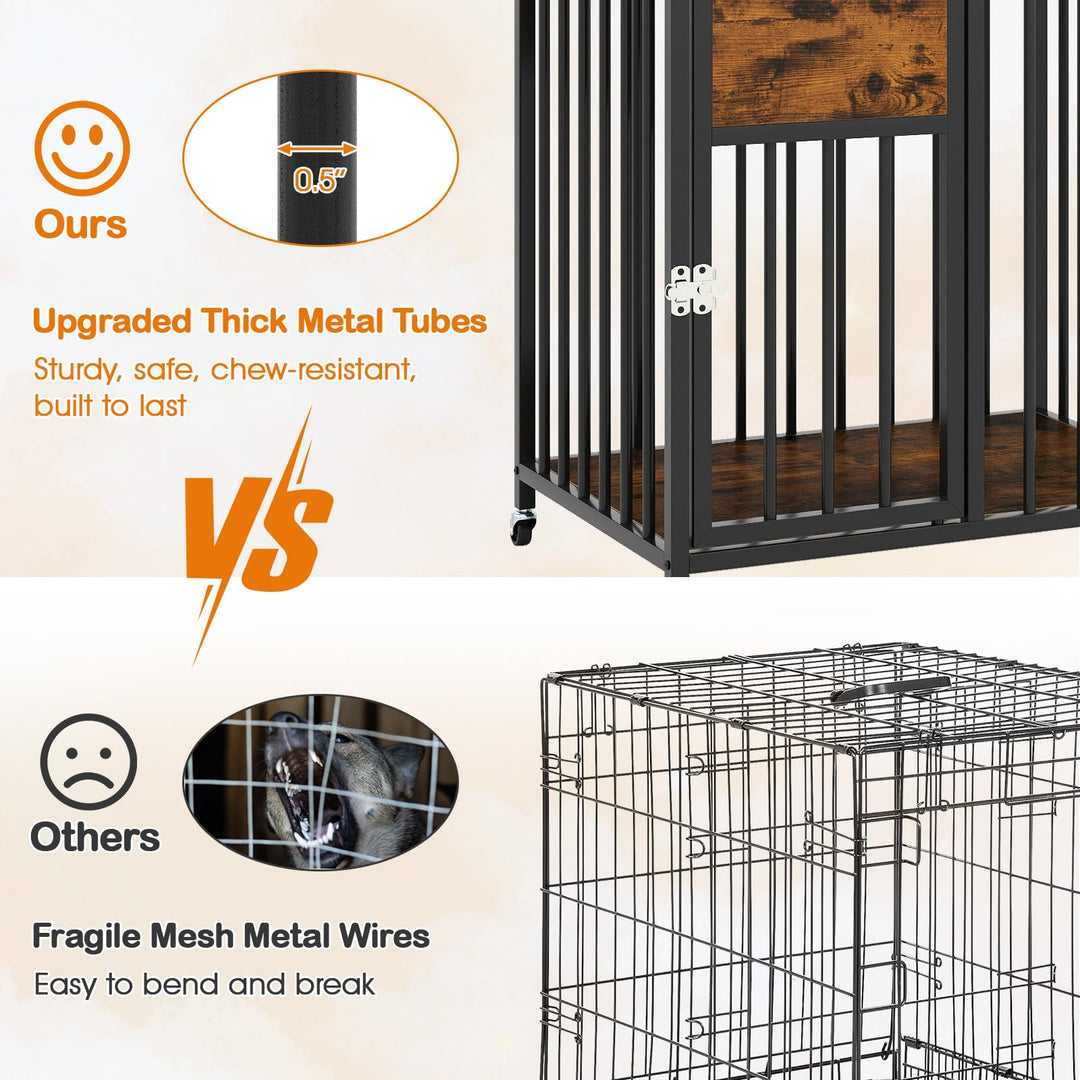 Giantex Dog Crate Furniture with Lockable Door & Wheels