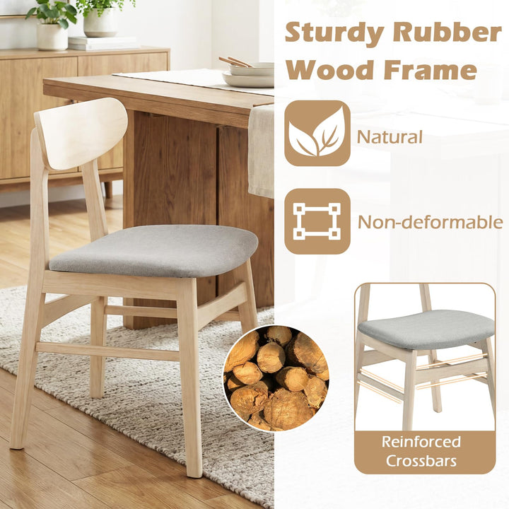 Giantex Wooden Dining Chairs Set of 2/4 Upholstered Kitchen Chairs with Rubber Wood Legs