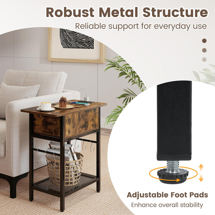 Giantex End Table | Flip Top Bedside Night Stand w/USB &amp; Type-C Ports (1/2)