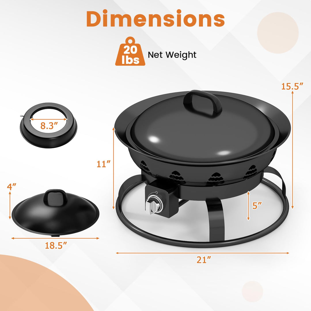 Giantex 21 Inch Smokeless Fire Bowl with Cover