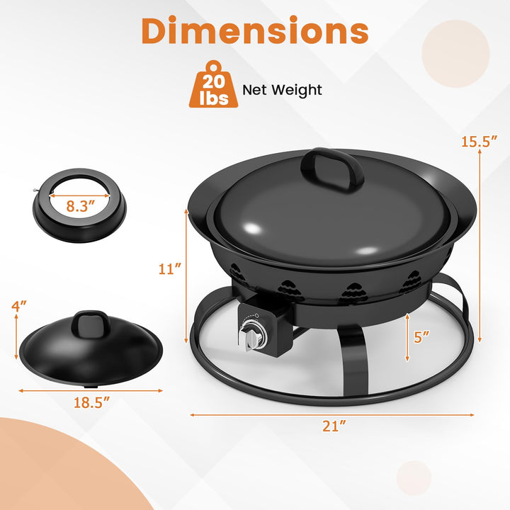 Giantex 21 Inch Smokeless Fire Bowl with Cover