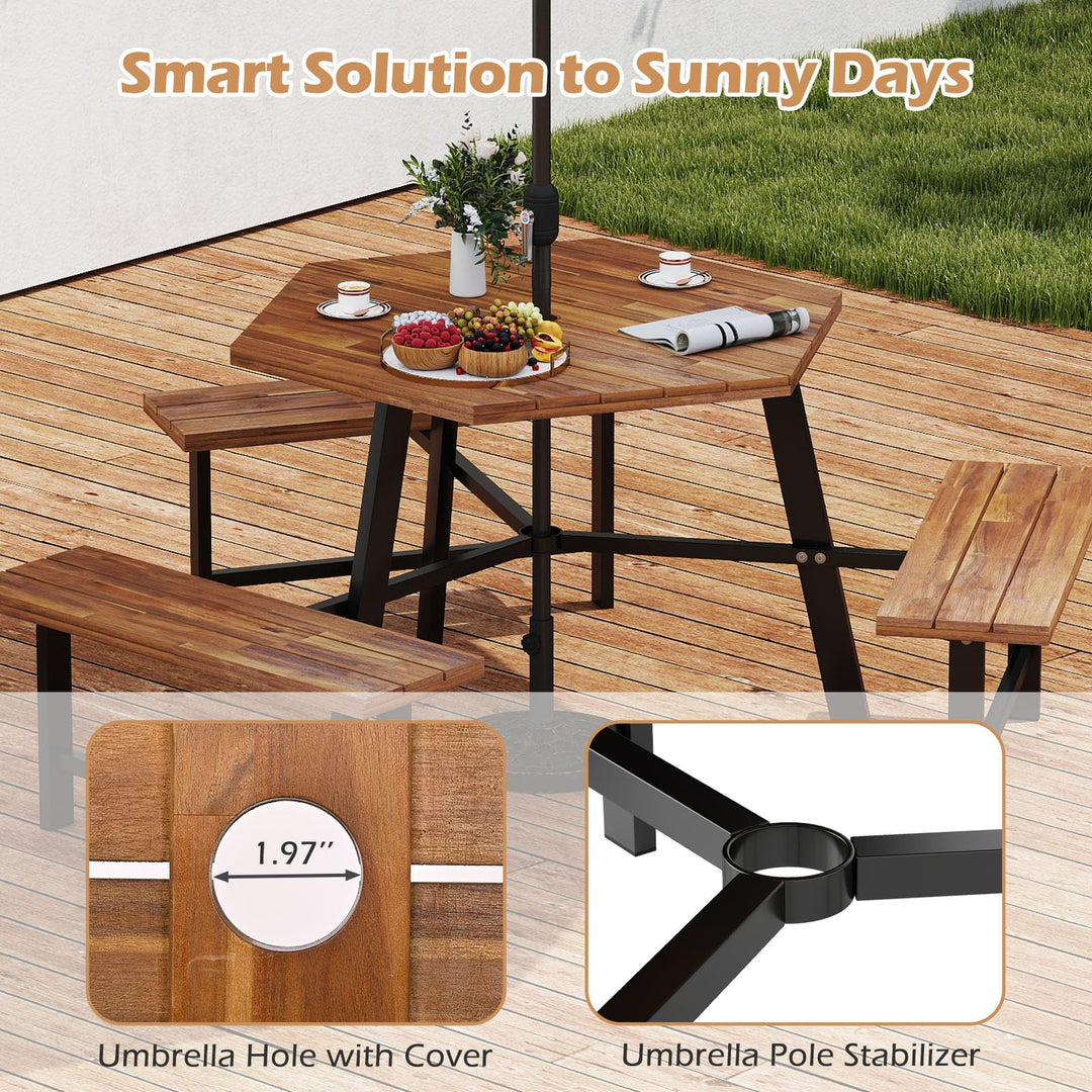 Giantex Picnic Table Bench Set for 6