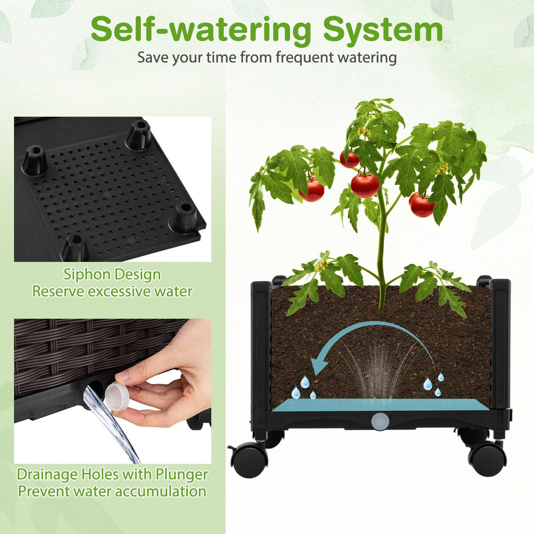 Giantex 5FT Self-Watering Tall Raised Garden Bed w/Wheels