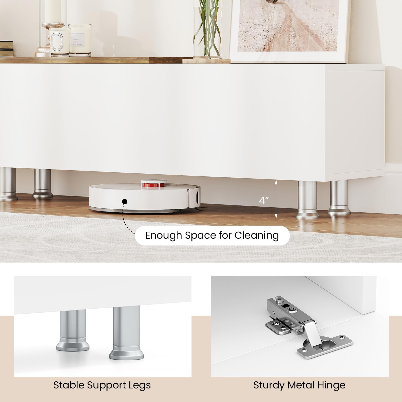 Giantex 80 Inch TV Stand and 2 Floating Shelves Set