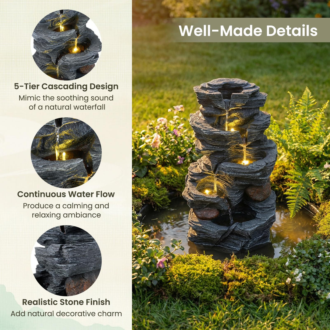 Giantex 5-Tier Water Fountain Outdoor for Patio