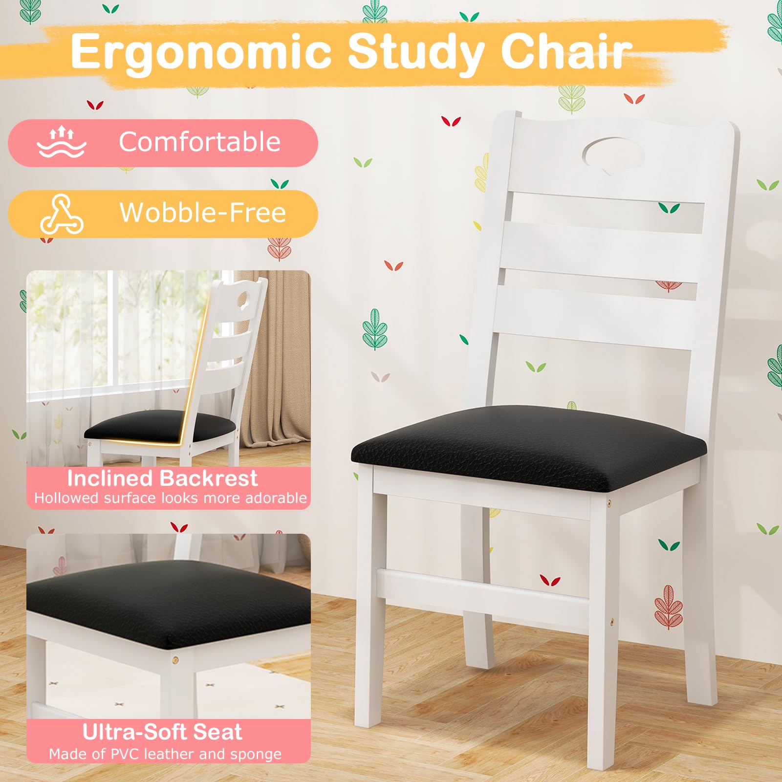 Giantex Twin House Bed with Desk & Chair, Wood Kids Playhouse Bed with 2 Drawers