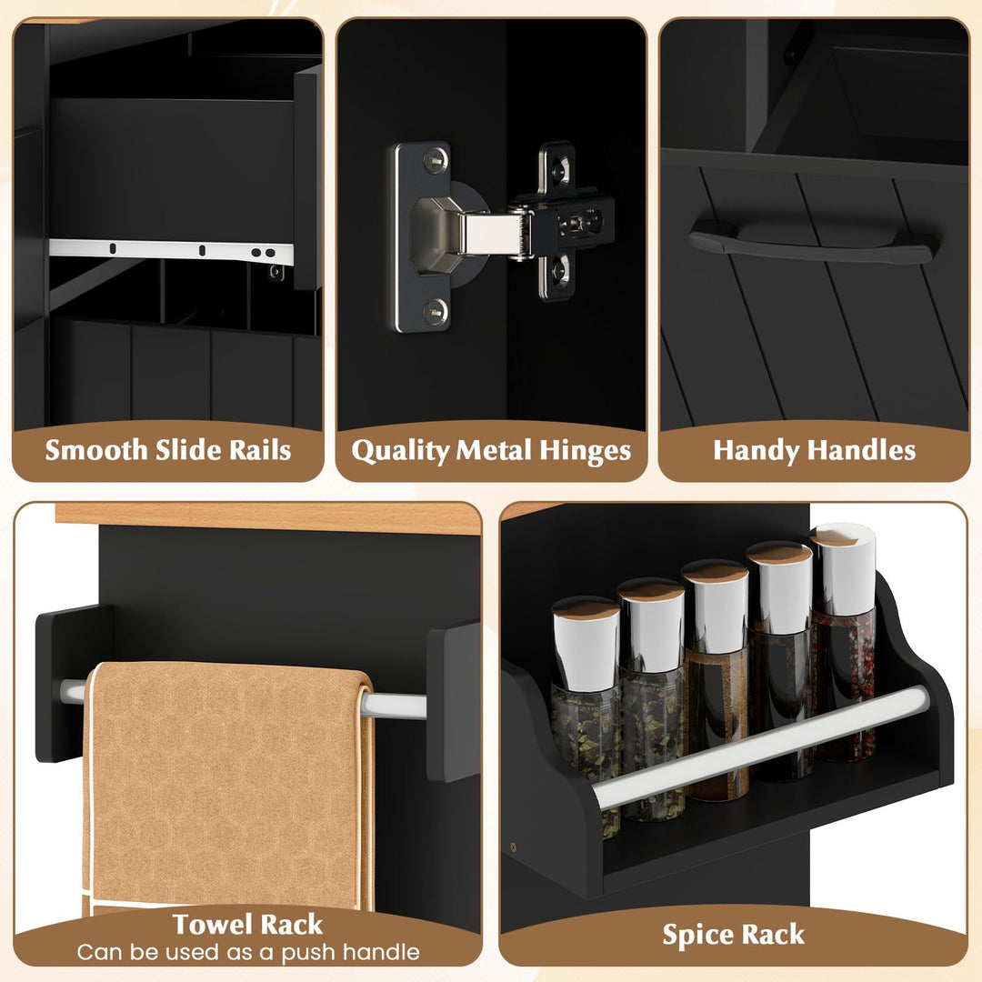 Giantex Kitchen Island w/Trash Bag Storage