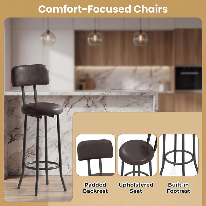 Giantex 3-Piece Bar Table and Chairs Set | Counter Height Pub Table and 2 Upholstered Stools