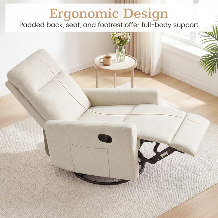 Giantex 360° Nursery Recliner Chair with Adjustable Cushioned Back