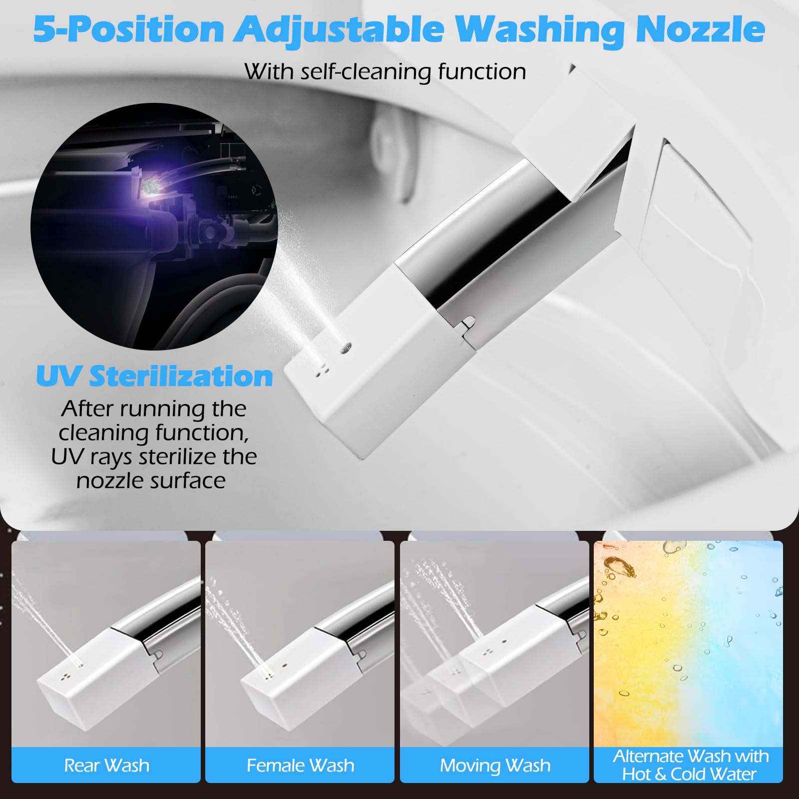 Giantex Smart Toilet with Bidet Built In, Bidet Toilet with Heat, Dryer, Night Light, Auto Open/Close