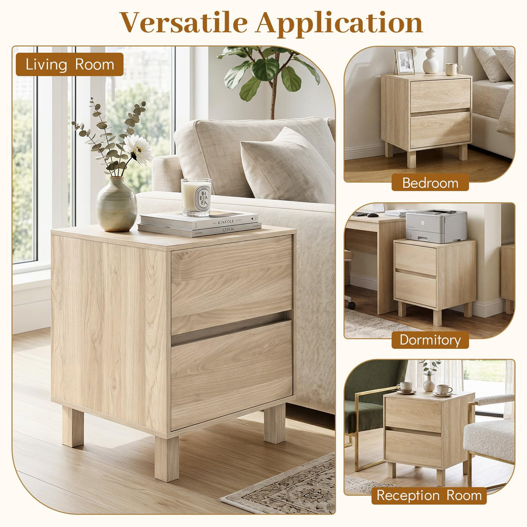 Giantex Modern Wood Night Stand w/2 Storage Drawers (1/2)