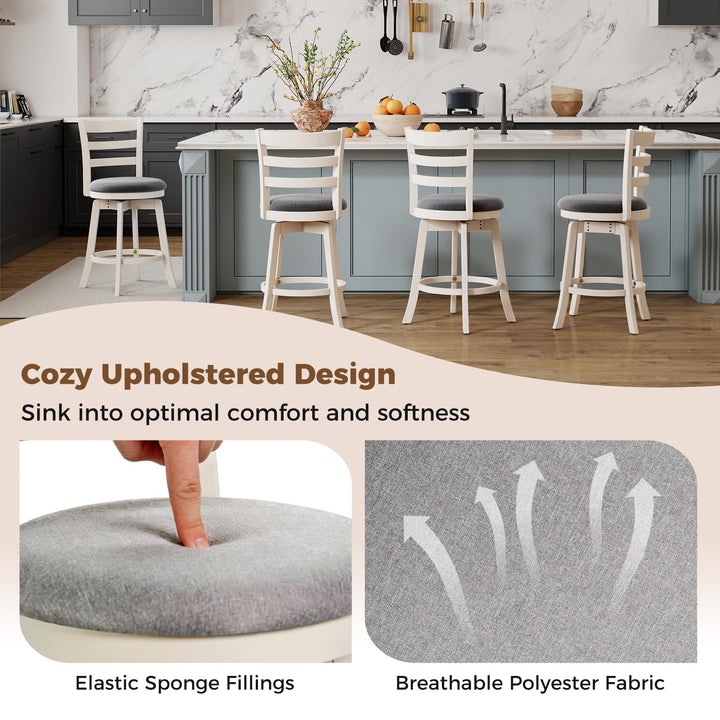 Giantex 25" Counter Height Stools Set of 2/4 with Fabric Upholstered Seat