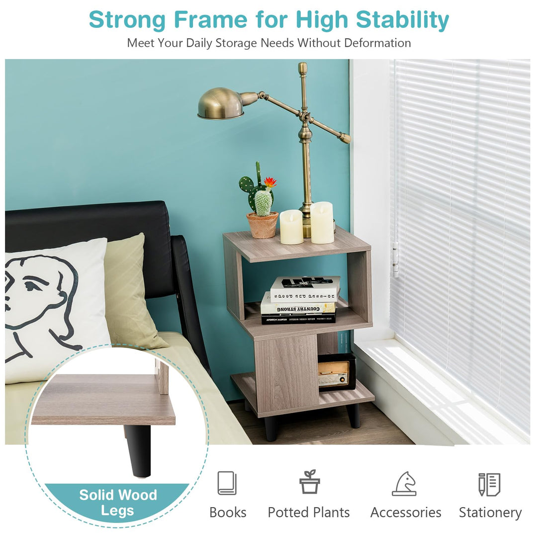 Giantex 3-Tier Geometric Bookshelf Set of 2 with Open Storage Shelves