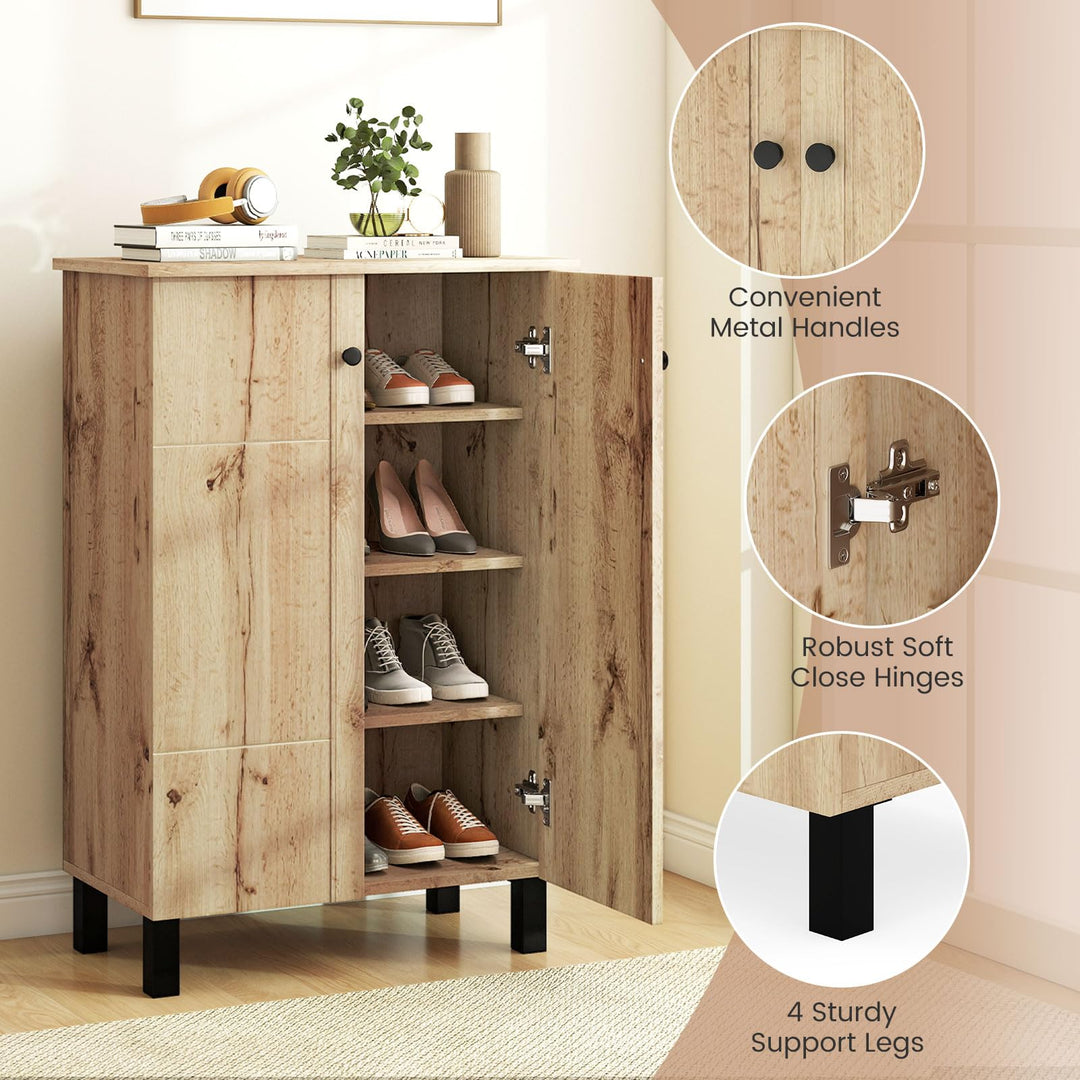 Giantex Shoe Cabinet with Doors 4-Tier Narrow Shoe Rack Cabinet
