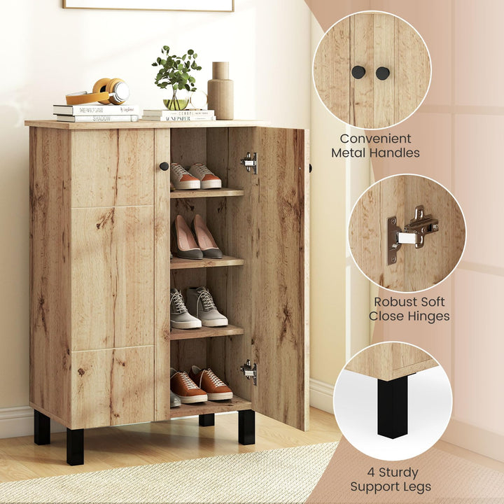 Giantex Shoe Cabinet with Doors 4-Tier Narrow Shoe Rack Cabinet