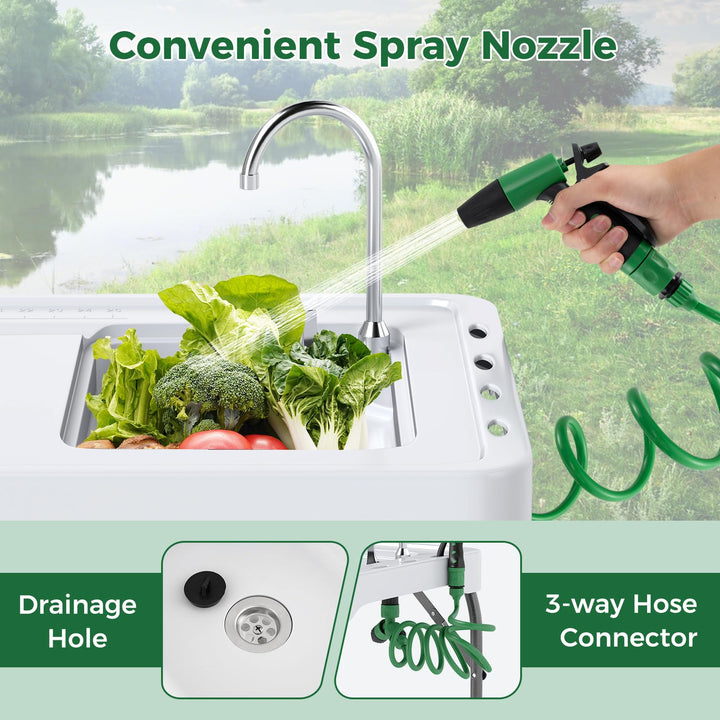 Giantex Folding Fish Cleaning Table, Fillet Cutting Station w/Sink, Faucet, Spray Nozzle, Drain Hose