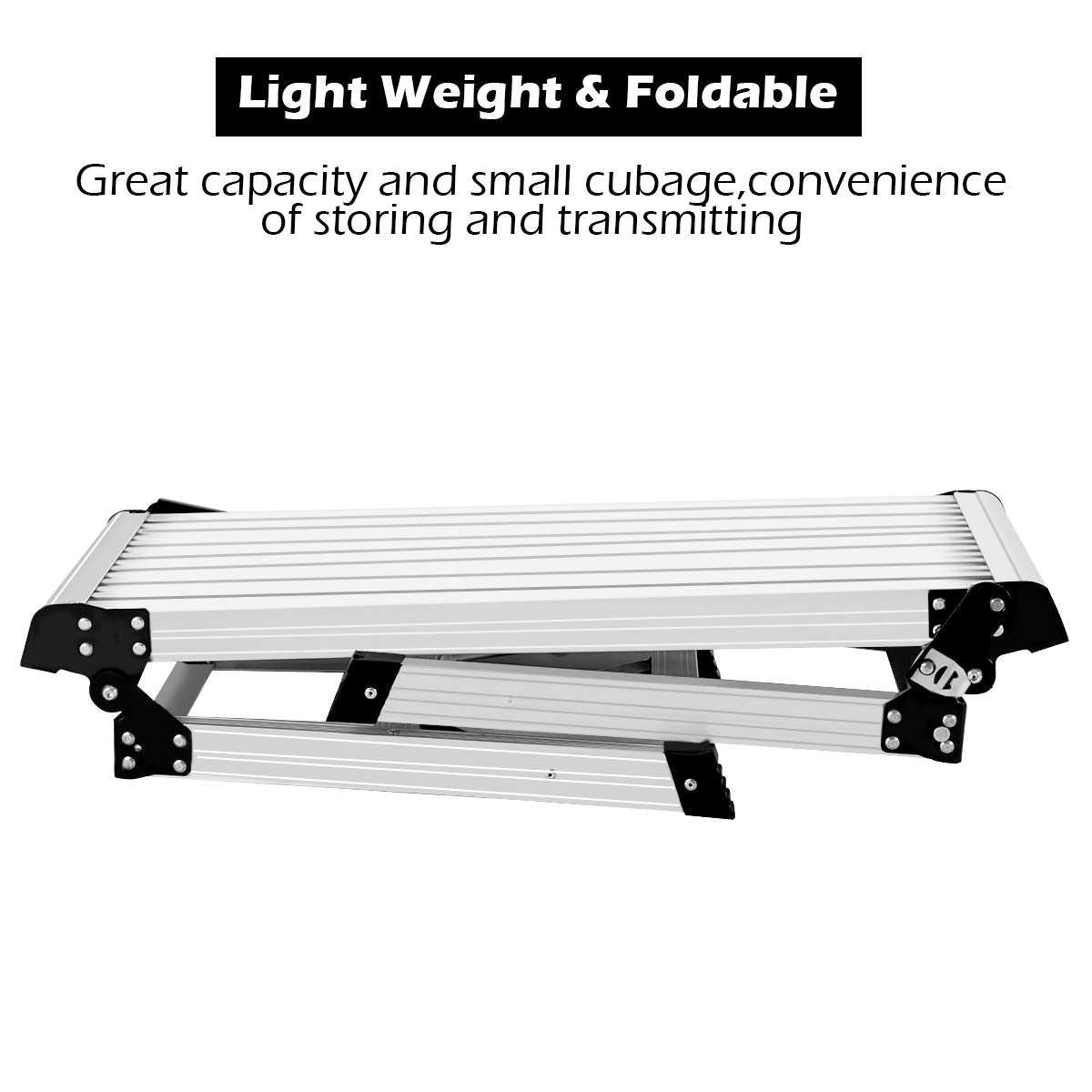 Giantex Capacity 330 LBS Heavy Duty Portable Bench Folding Ladders Stool w/Non-Slip Mat (Silver)