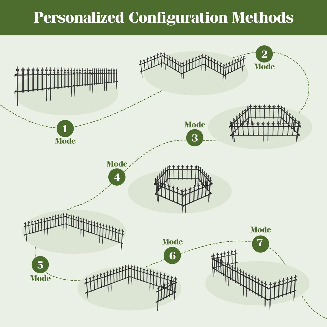 Giantex No Dig Decorative Metal Garden Fence with Fleur-de-Lis Finials