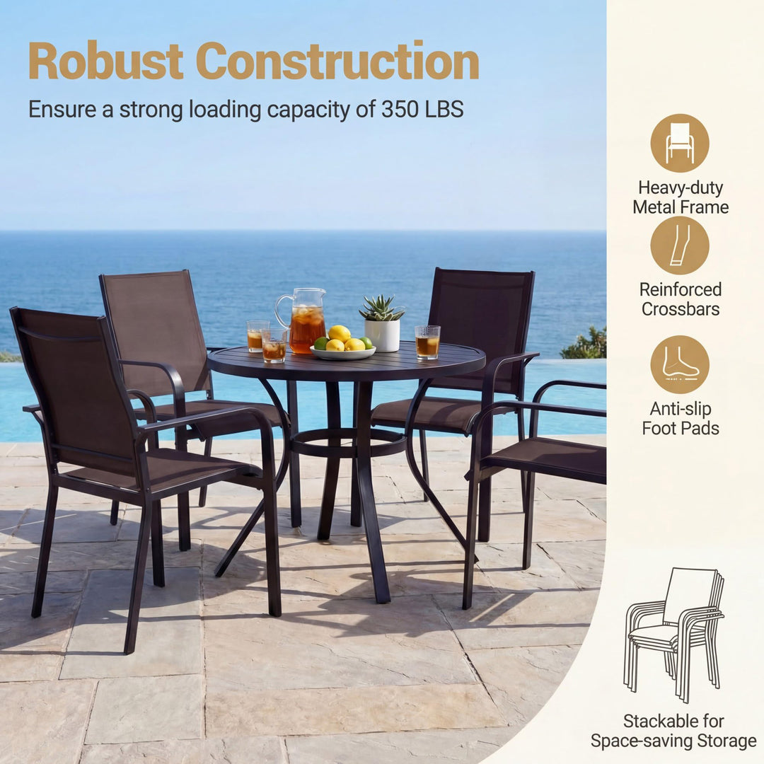 Giantex Patio Chairs Set of 2/4/6 Stackable Outdoor Dining Chairs