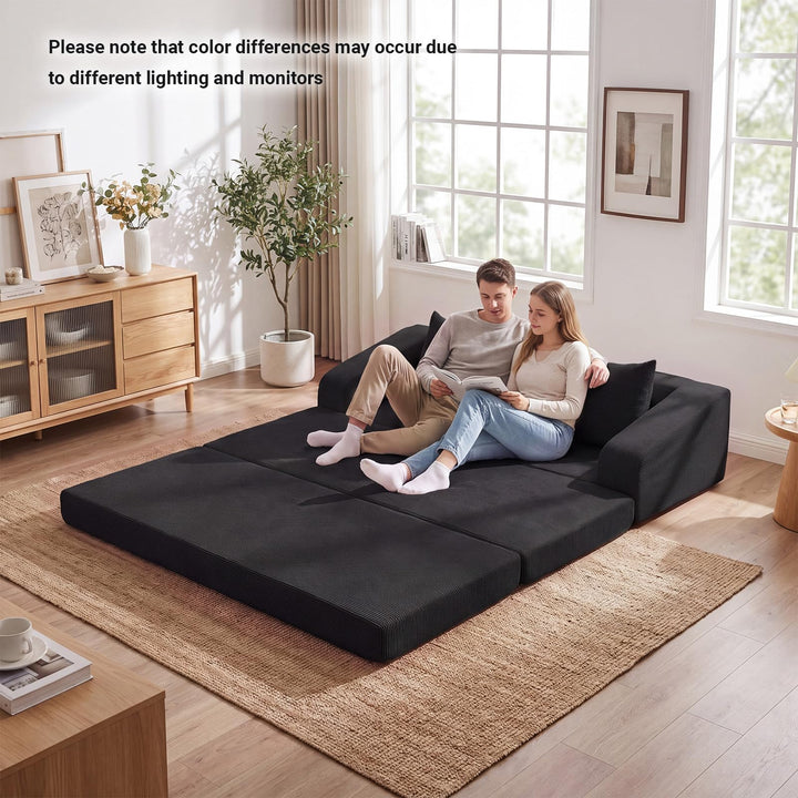 GIANTEX 61" Folding Sofa Bed | 2 in 1 Convertible Futon Couch with 2 Back Cushions