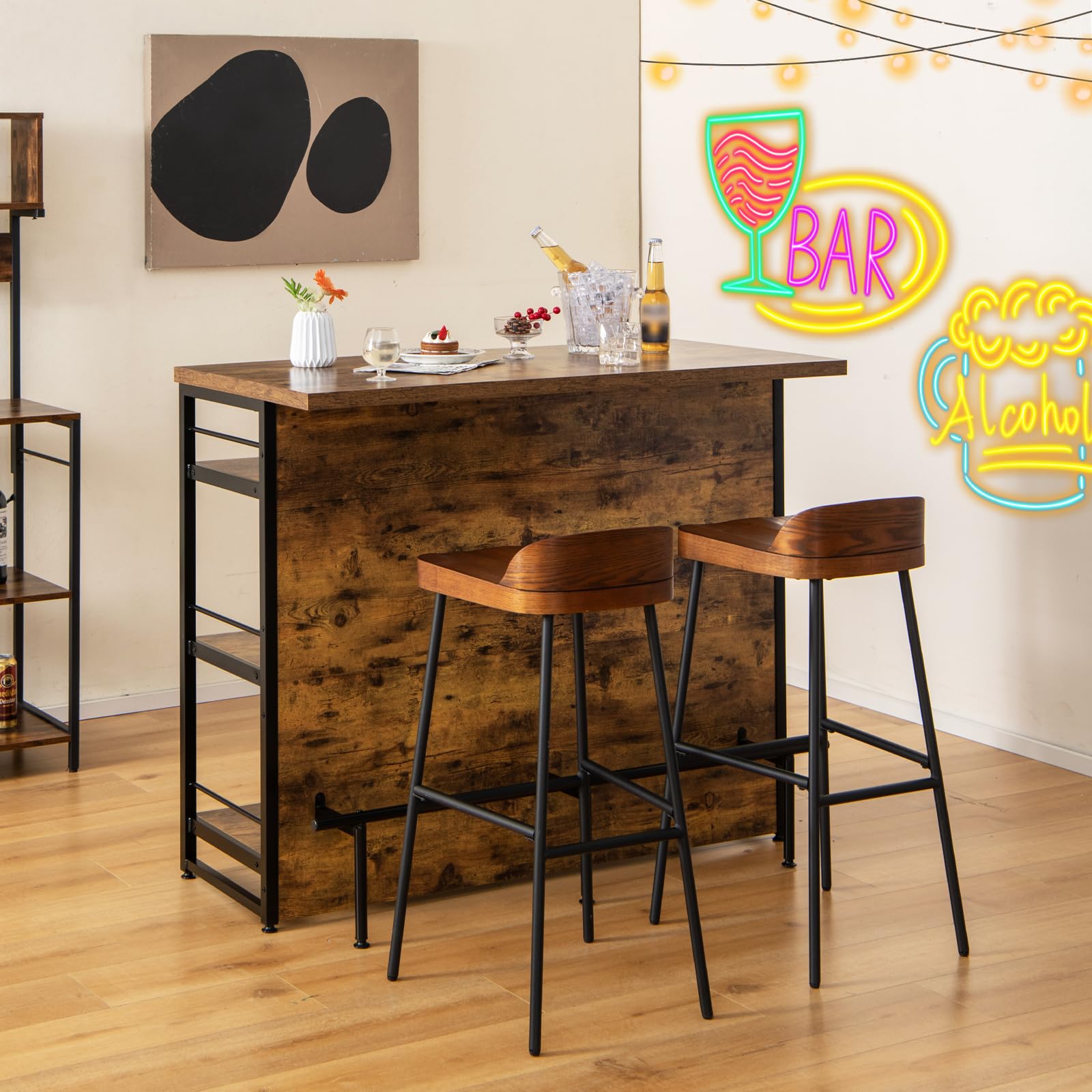 4 Tier Liquor Bar Table with Footrest - Giantex