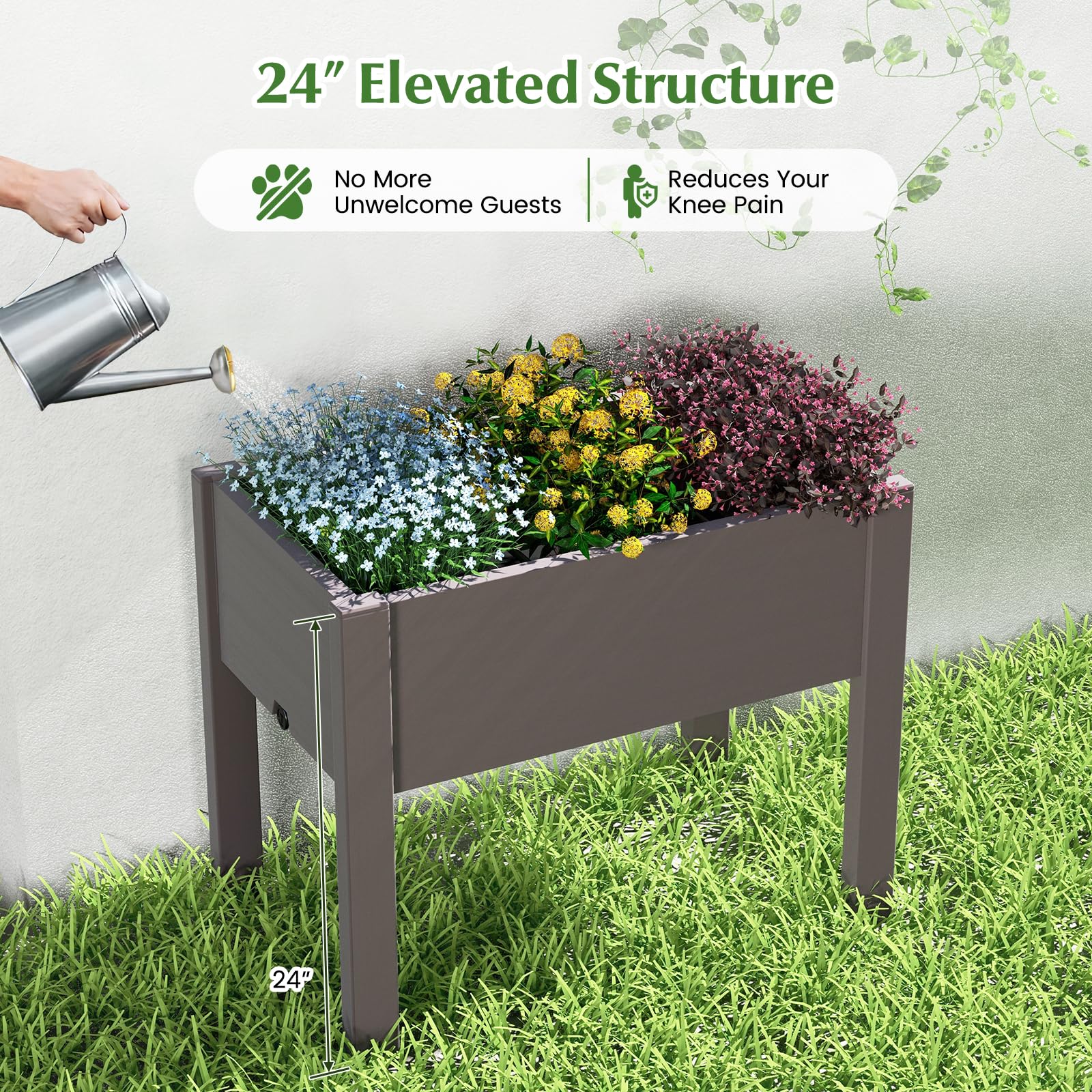Giantex Raised Garden Bed with Legs, Self-Watering Planter Box with Water Level Indicator