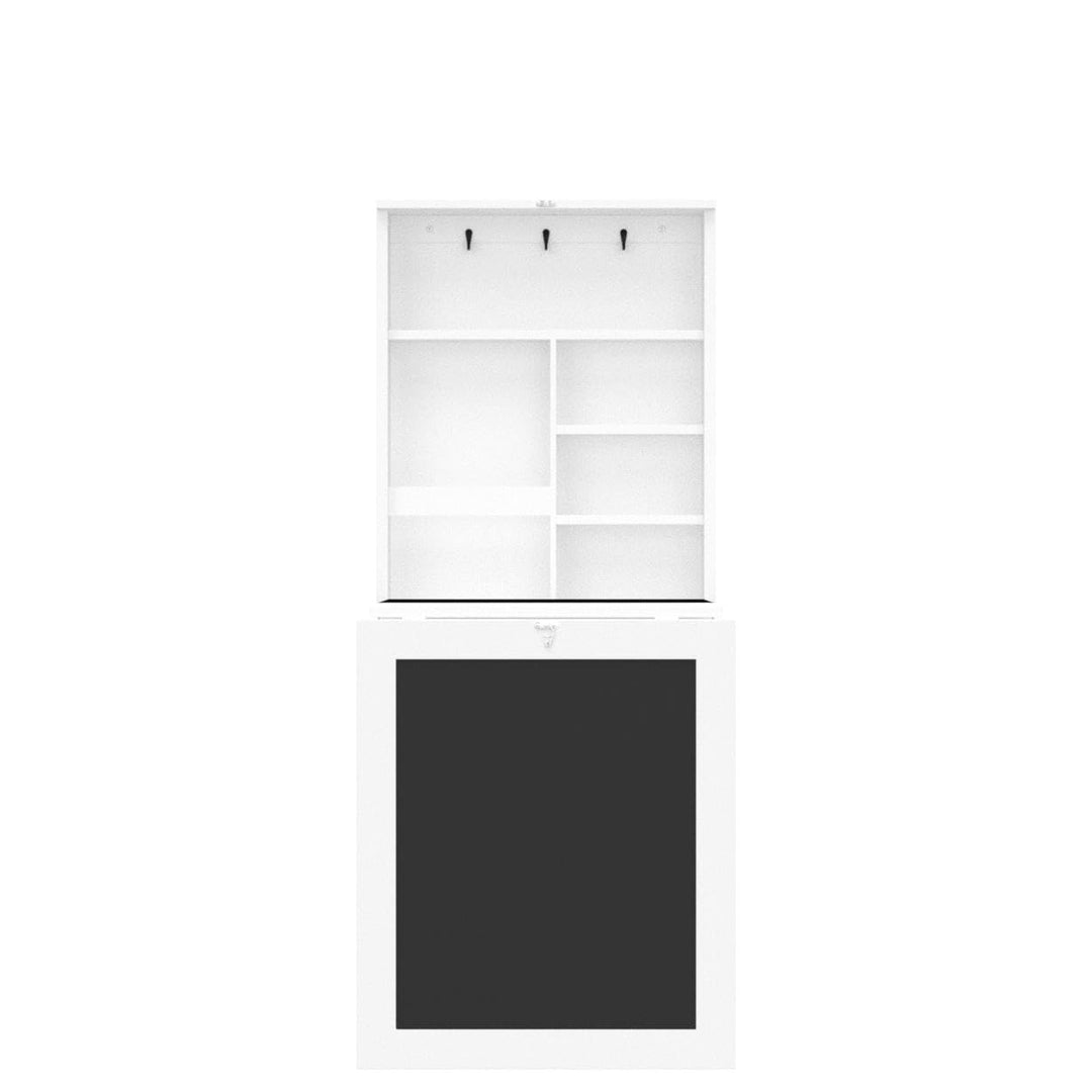 Giantex Foldable Wall Mounted Desk with Storage Shelves Hooks &amp; Chalkboard