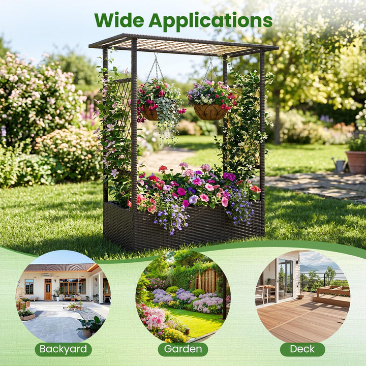 Giantex Raised Garden Bed with Trellis &amp; Hanging Roof