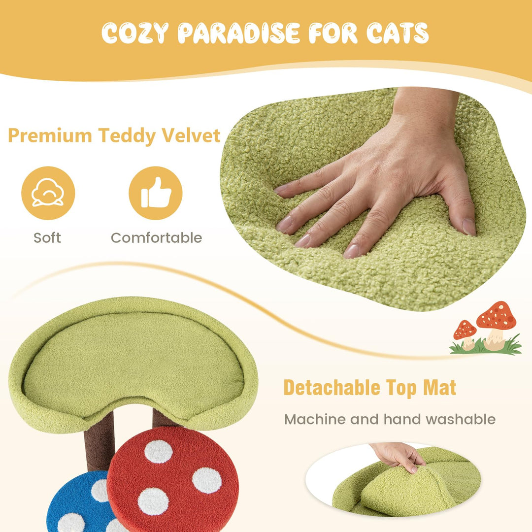 Giantex Cute Cat Tree - 37 Inches Mushroom Cat Tower