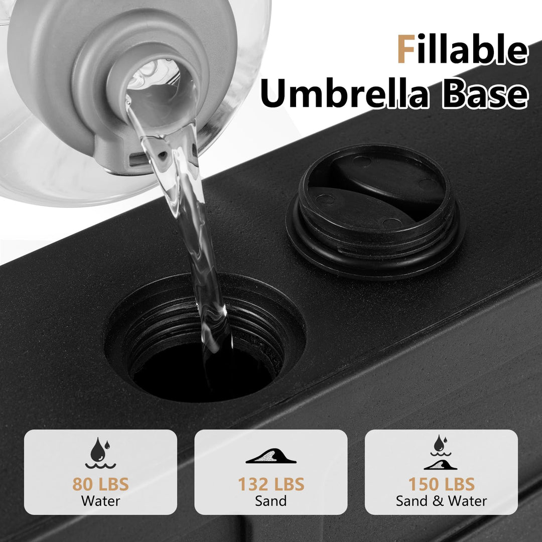 Giantex 150 lbs Fillable Patio Umbrella Base with Wheels Fits 1.3"-1.9" Poles