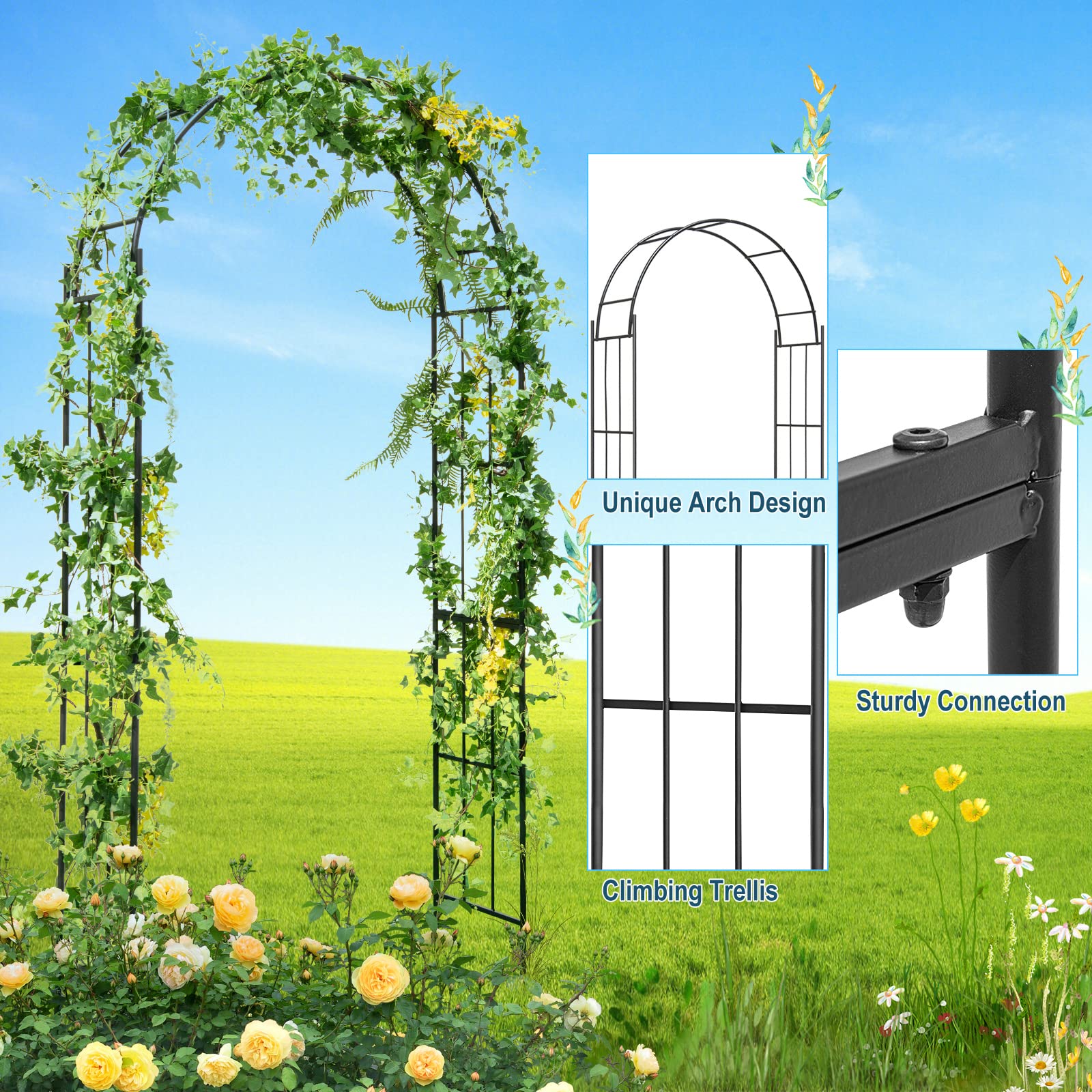 Giantex Garden Arch Trellis for Climbing Plants