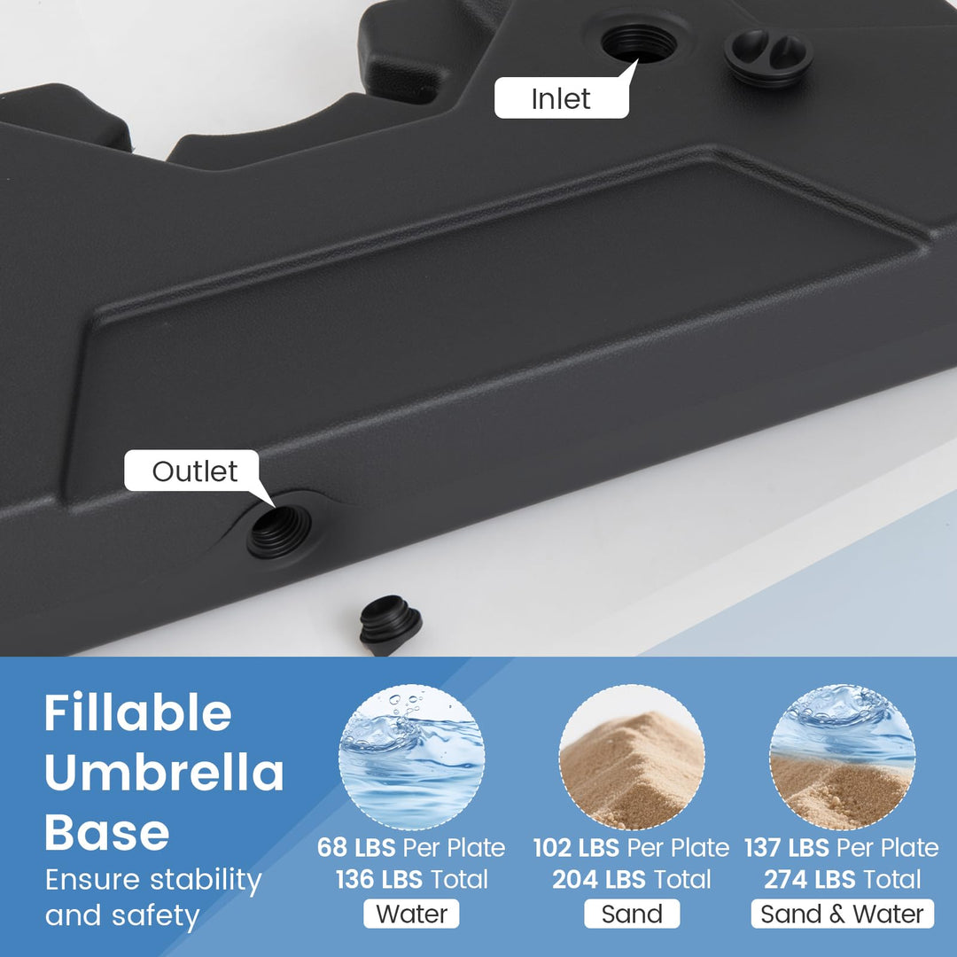 Giantex 2-Piece Fillable Cantilever Umbrella Base(274 lbs)