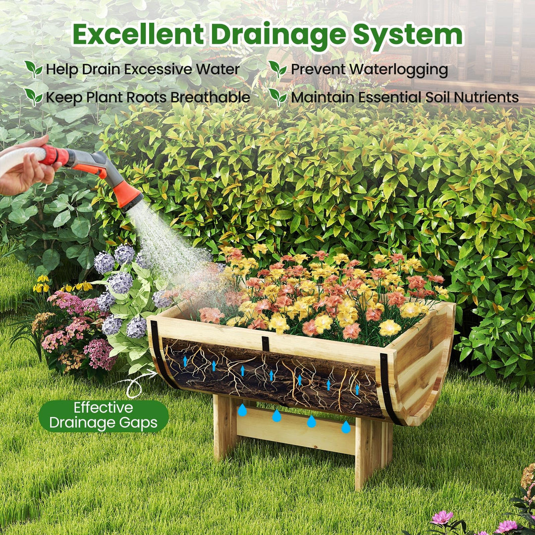Giantex Half Barrel Raised Garden Bed for Flower Vegetable Fruit
