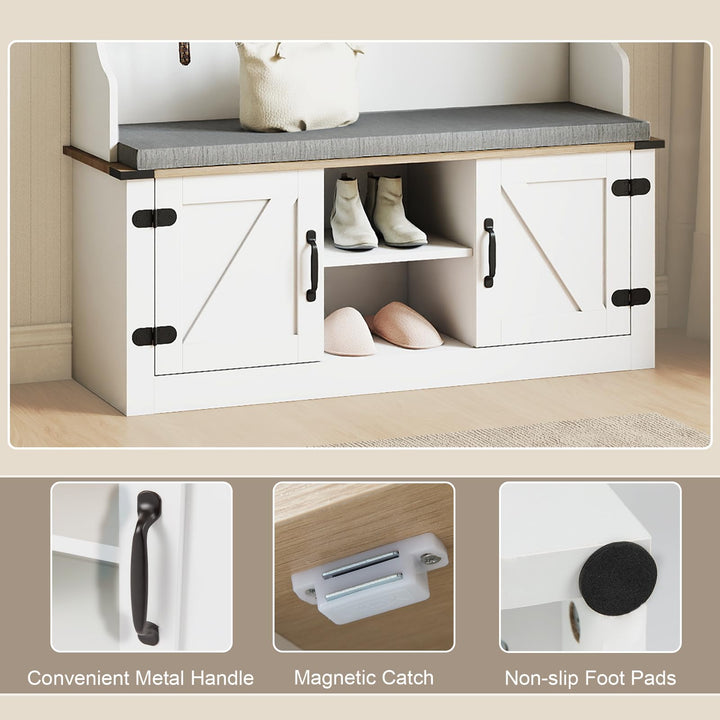 Giantex 4-in-1 Hall Tree with Bench and Shoe Storage 68.5" Tall Coat Rack