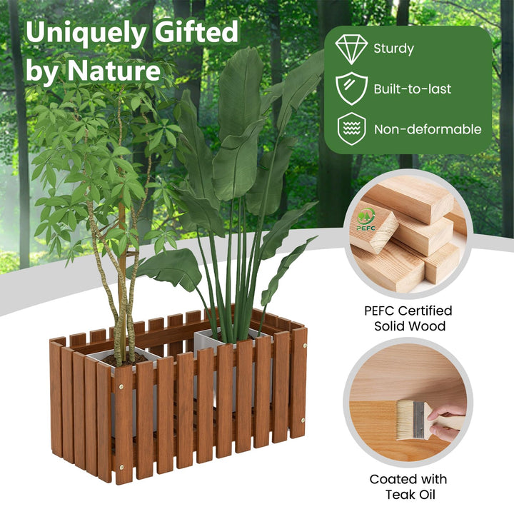 Giantex Slat Style Planter Box Wood Raised Garden Bed for Growing Vegetables Flowers Herbs
