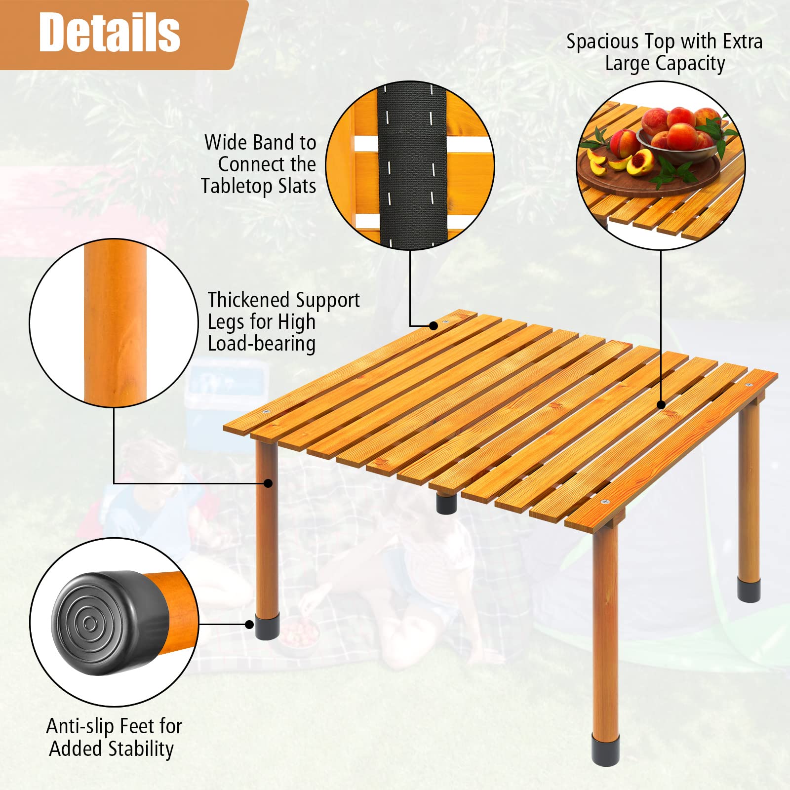 Giantex Portable Camping Table, Folding Picnic Table with Carrying Bag & Roll-up Tabletop