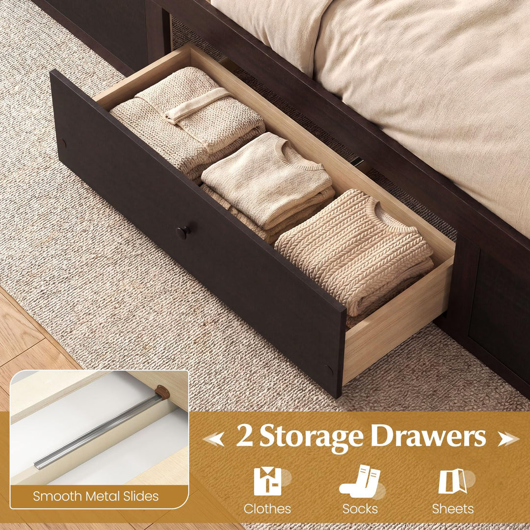 Giantex Full Size Bed Frame with 2 Storage Drawers