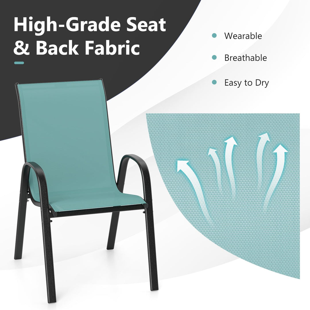Giantex Stackable Outdoor Dining Chairs with Breathable &amp; Quick-Dry Fabric &amp; Armrests for All Weather
