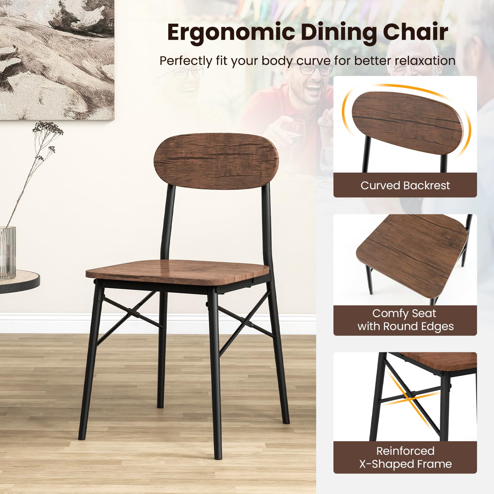 Giantex Dining Table Set for 4, Mid-Century Kitchen Furniture Set w/Kitchen Table, 4 Dining Chairs