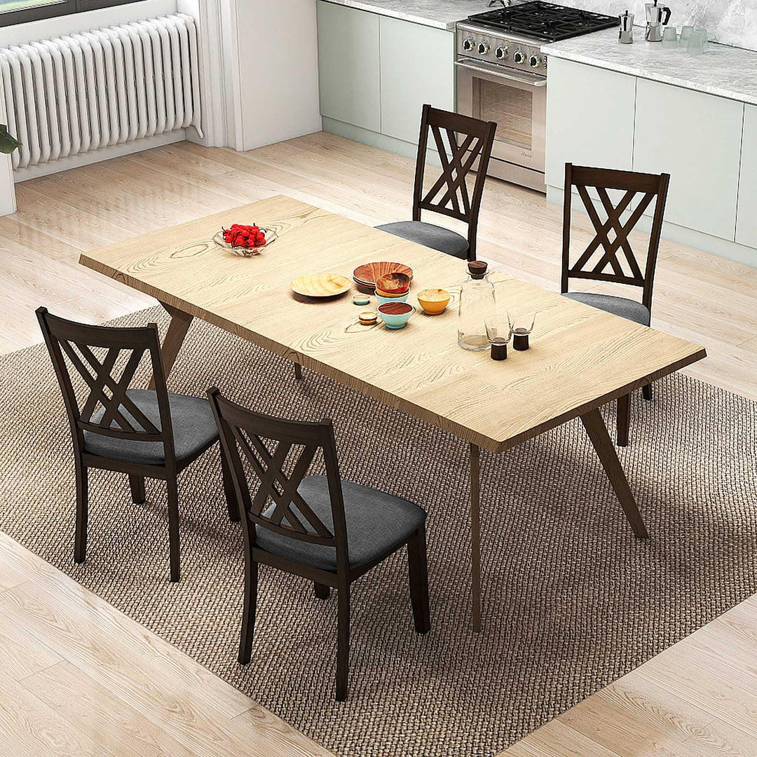 Giantex Linen Fabric Upholstered Wooden Dining Chair Set of 2/4 with Rubber Wood Frame for Dining Room