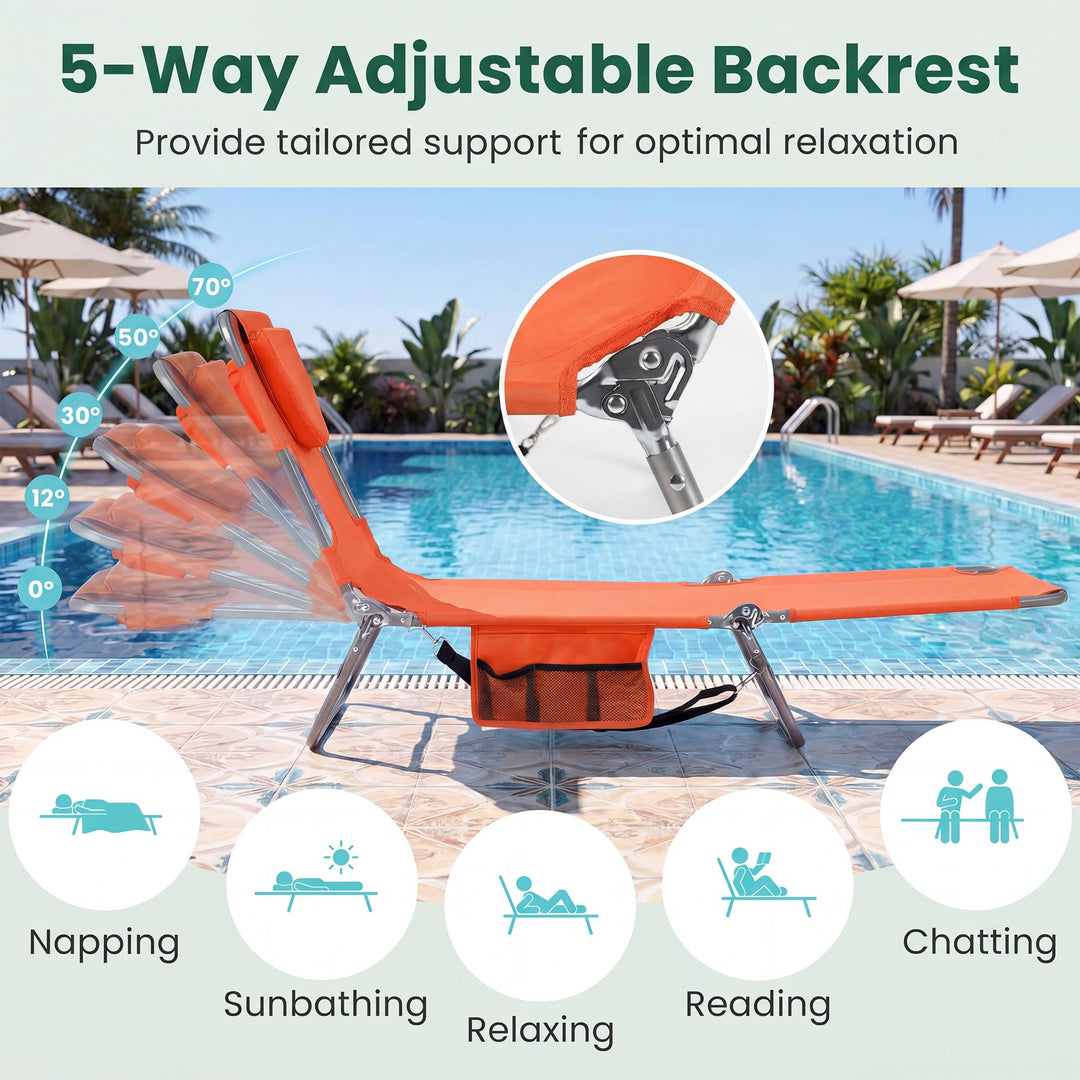 Giantex Folding Tanning Chair with Face Hole &amp; 5-Position Adjustable Backrest (1/2)
