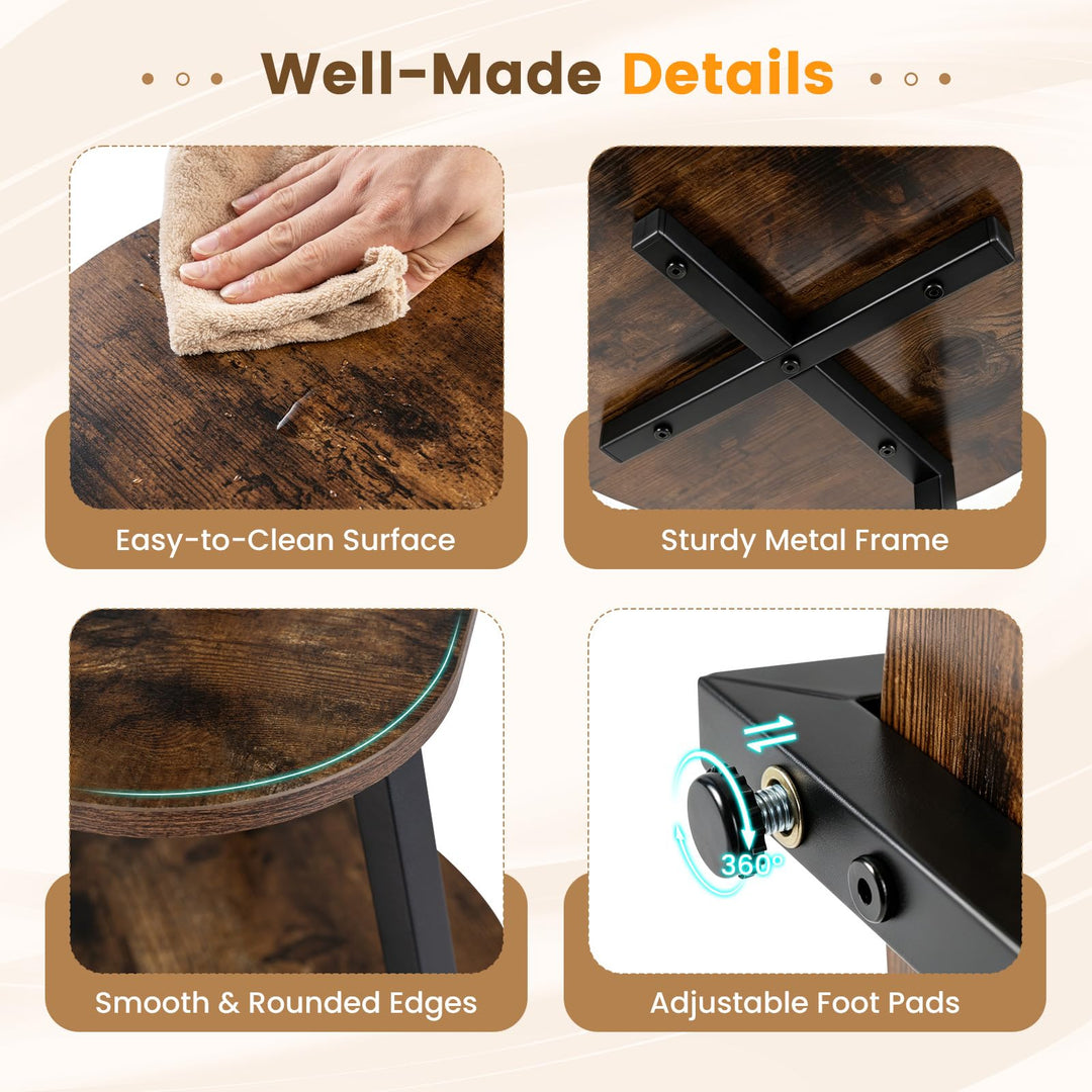 GIANTEX Round End Table with Charging Station