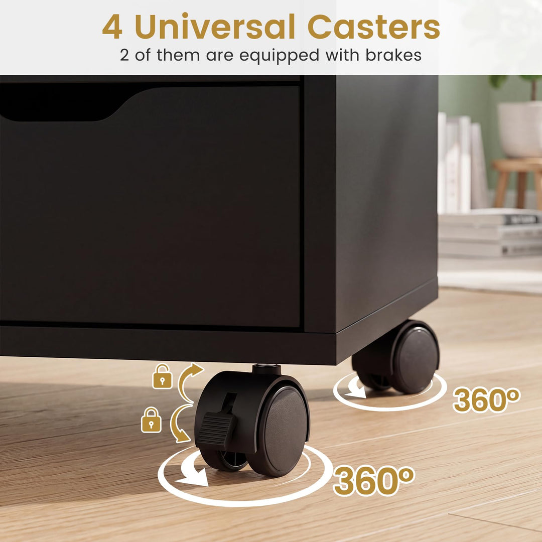 Giantex 5 Drawer Storage Cabinet on Wheels with Adjustable Shelf